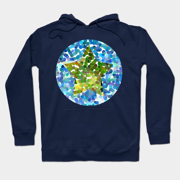 Green Dotty Star Hoodie by ellenhenryart